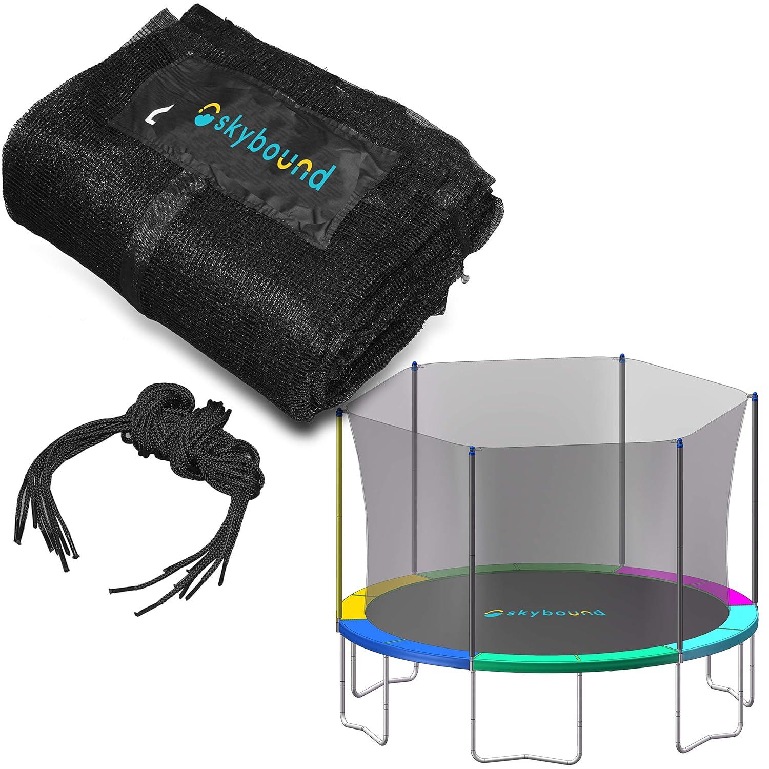 SkyBound Replacement Trampoline Safety Net Enclosure - Fits 14ft Trampolines that have 6 Straight Poles and Pole Caps w/ Bolts - Net Only!