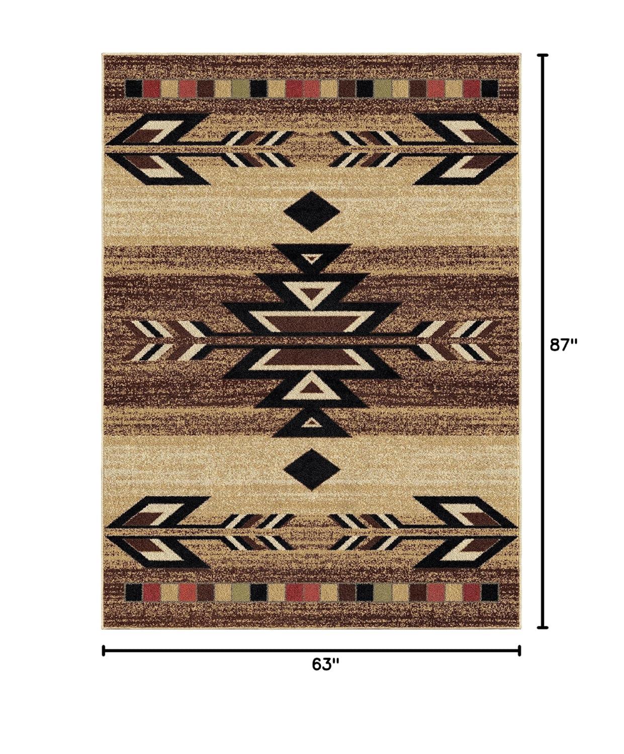 Southwestern Rustic Beige and Brown Synthetic 5' x 7' Area Rug