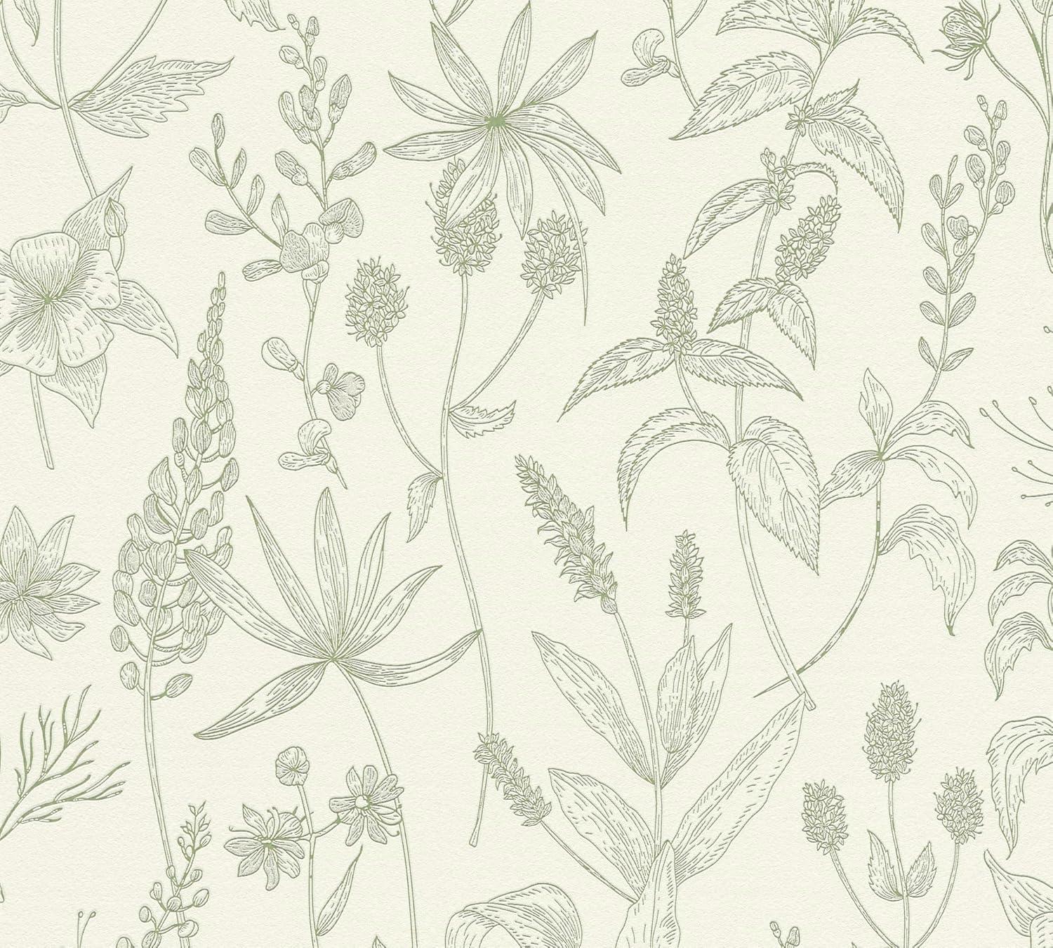 Advantage Nami Olive Floral Unpasted Expanded Vinyl Wallpaper, 21-in by 33-ft, 57.8 sq. ft.