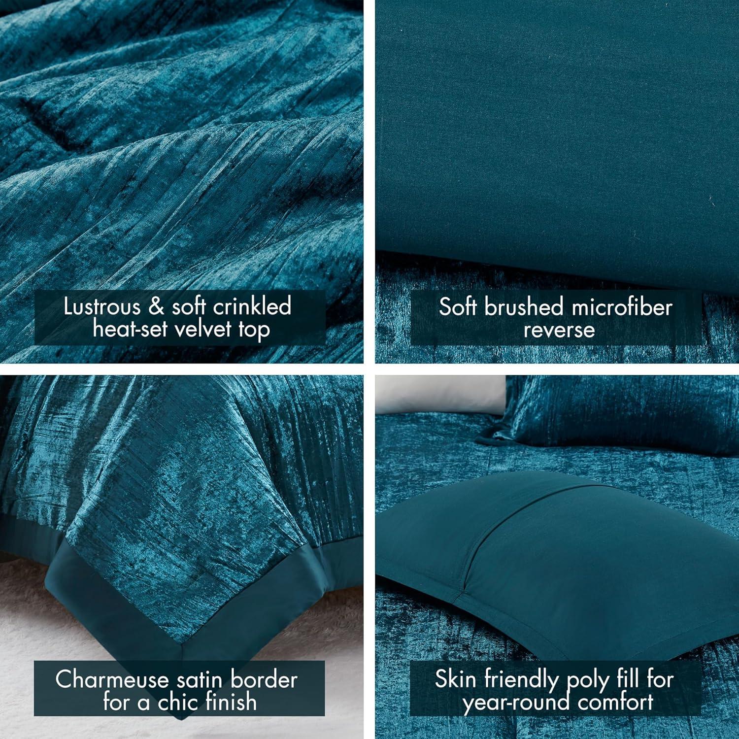 Lee 5 Piece Crinkle Velvet Comforter Set