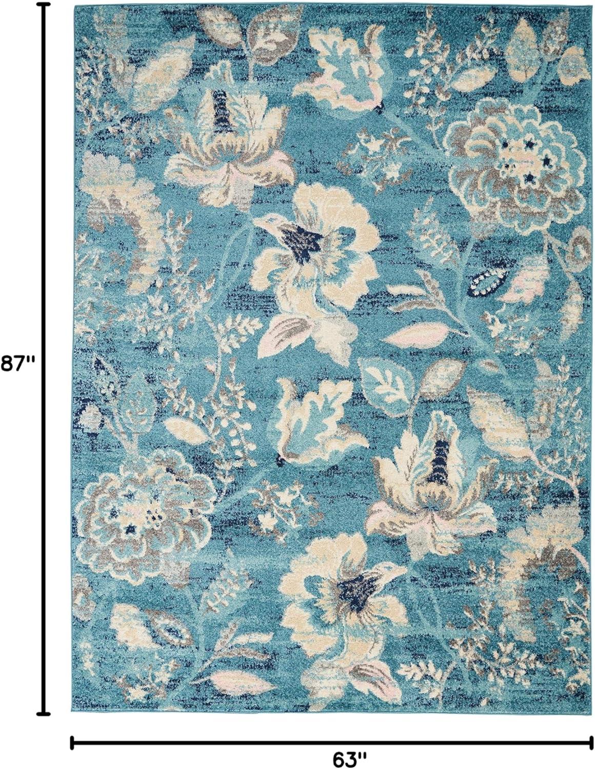 Tranquil TRA02 Ivory/Light Blue Area Rug French Country Eclectic Floral By Nourison