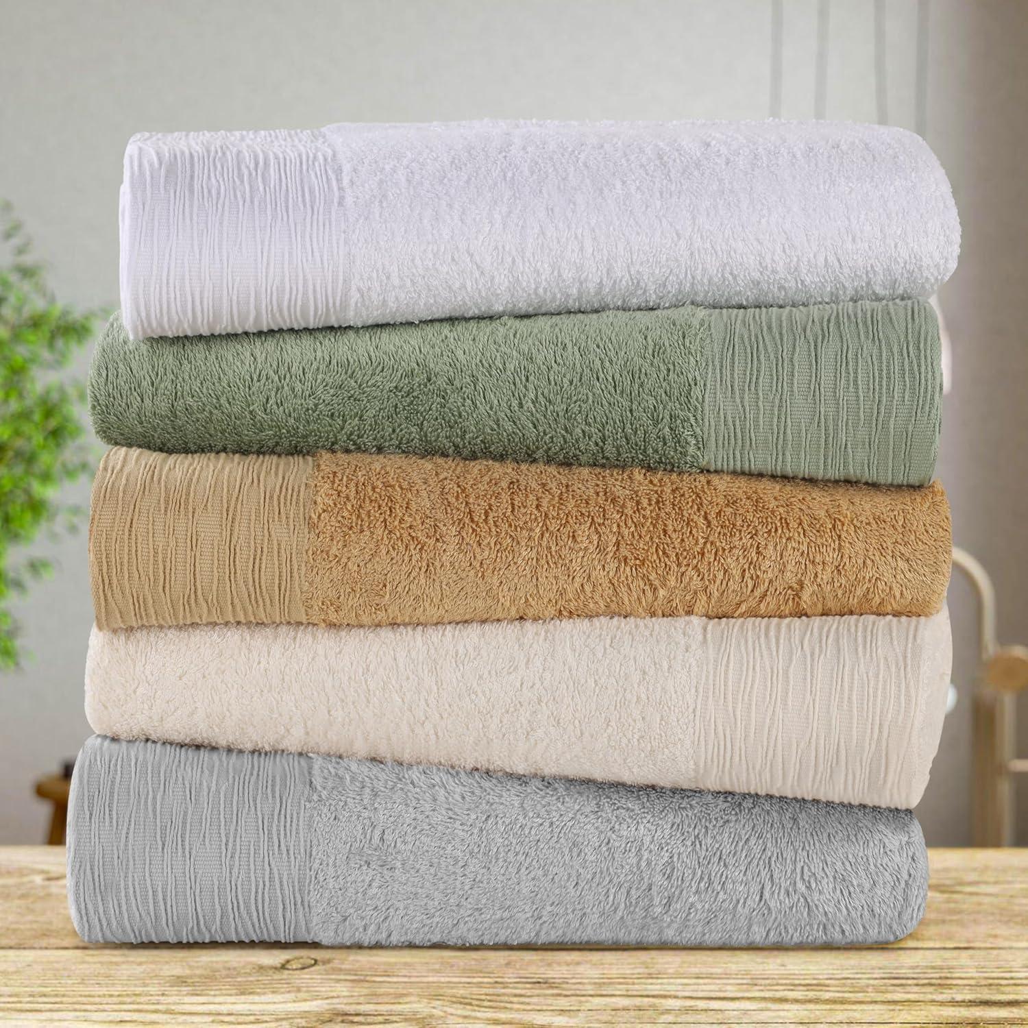 Superior Rayon from Bamboo Soft Modern 12-Piece Towel Set, Ivory