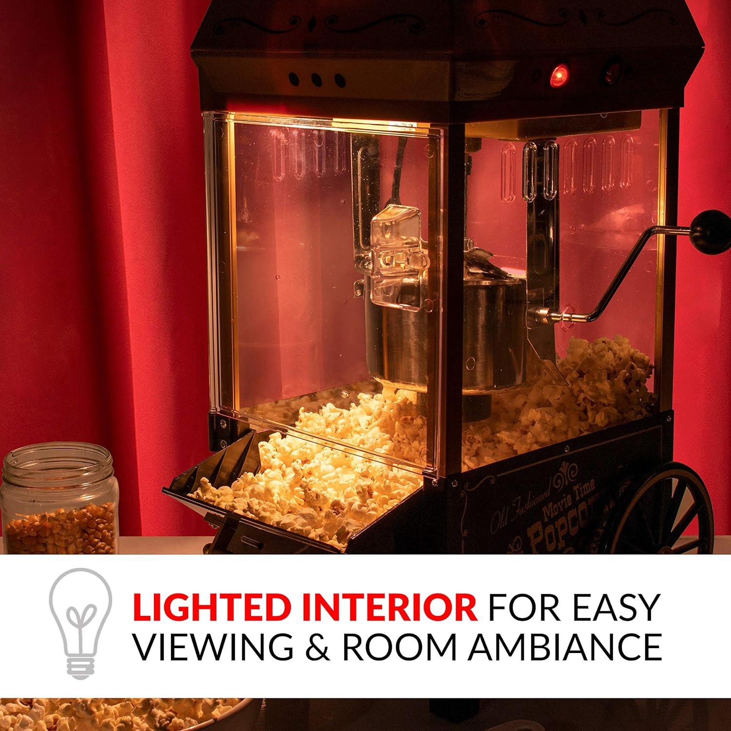 Nostalgia 2.5 oz Kettle Vintage Tabletop Popcorn Maker, Makes 10 Cups, Black/Gold, KPM528