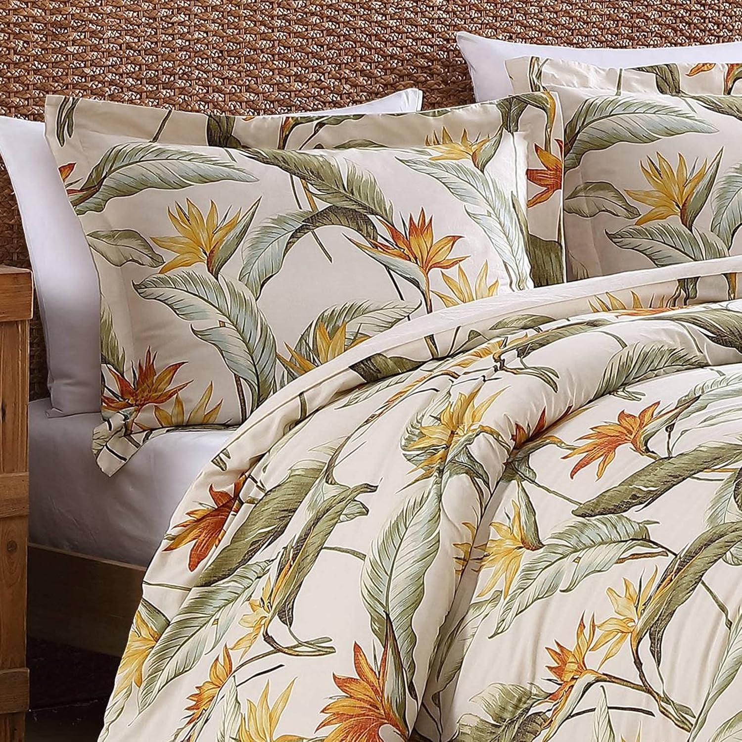 Tommy Bahama Birds Of Paradise Ivory Cotton Reversible Duvet Cover Set