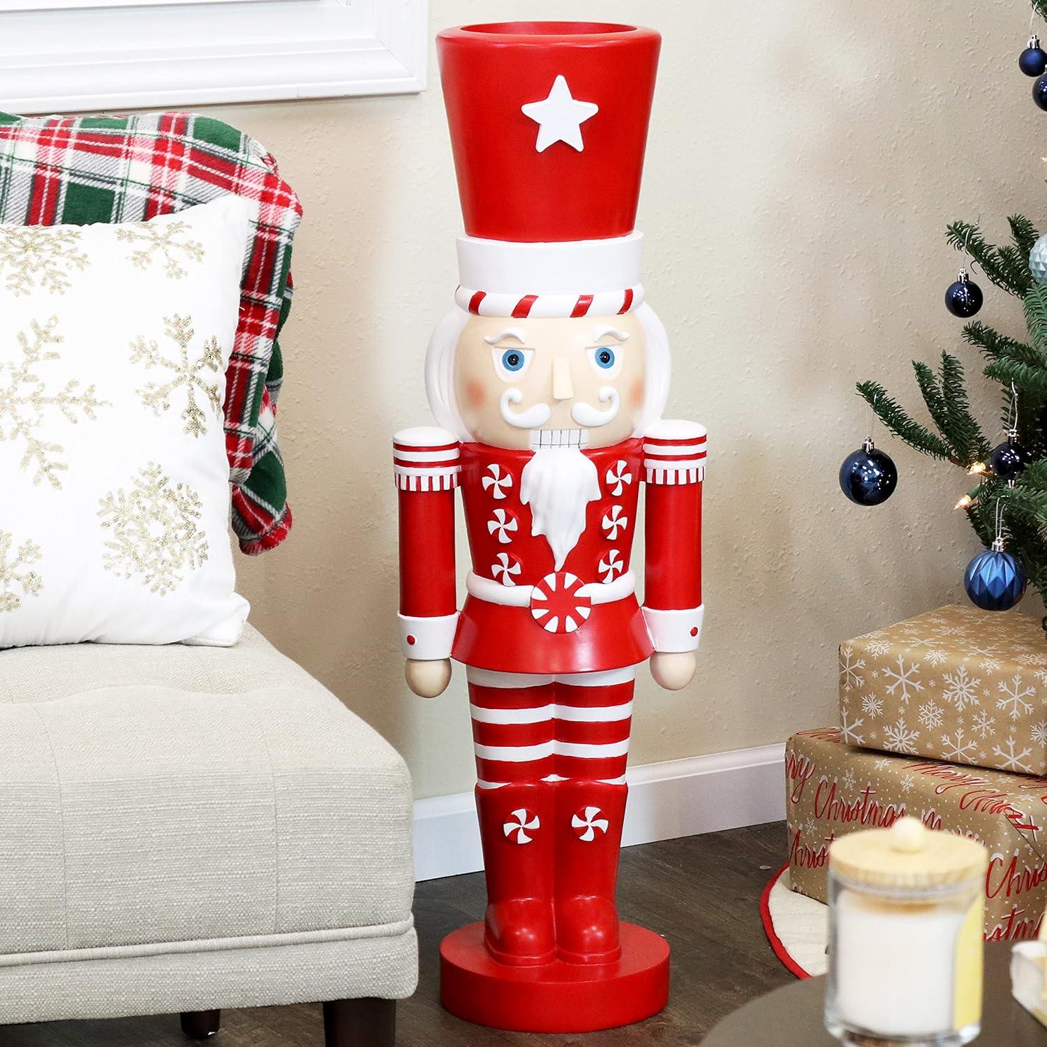 Sunnydaze Alfonso the Noble Large Nutcracker Statue - Red/White - 36"