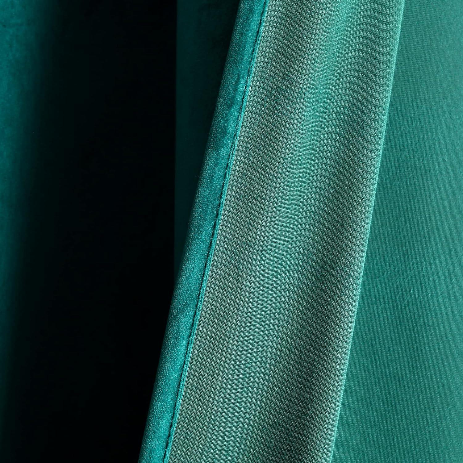 Prima Velvet Solid Light Filtering Grommet Window Curtain Panels Teal Green 38X84 Set