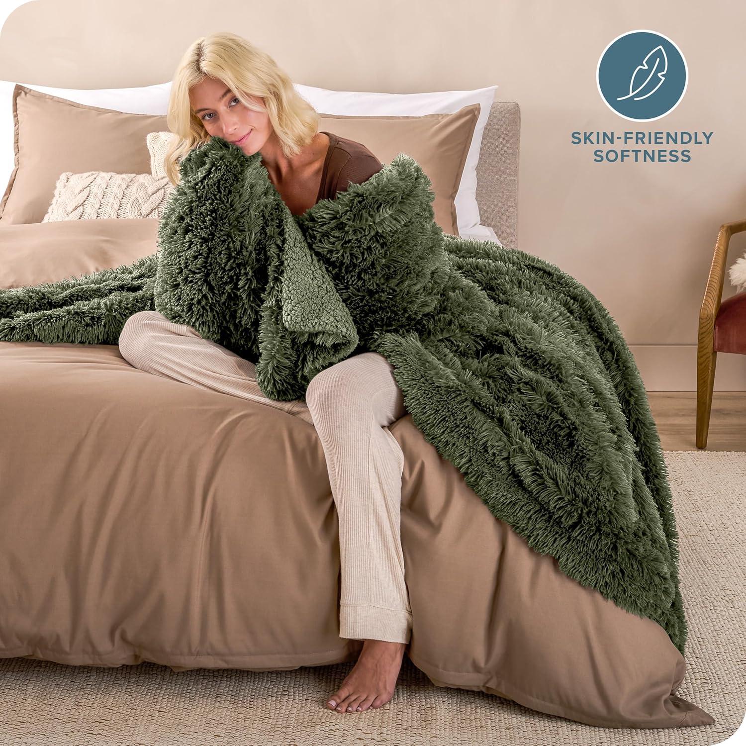 Bare Home Shaggy Faux Fur Sherpa Blanket