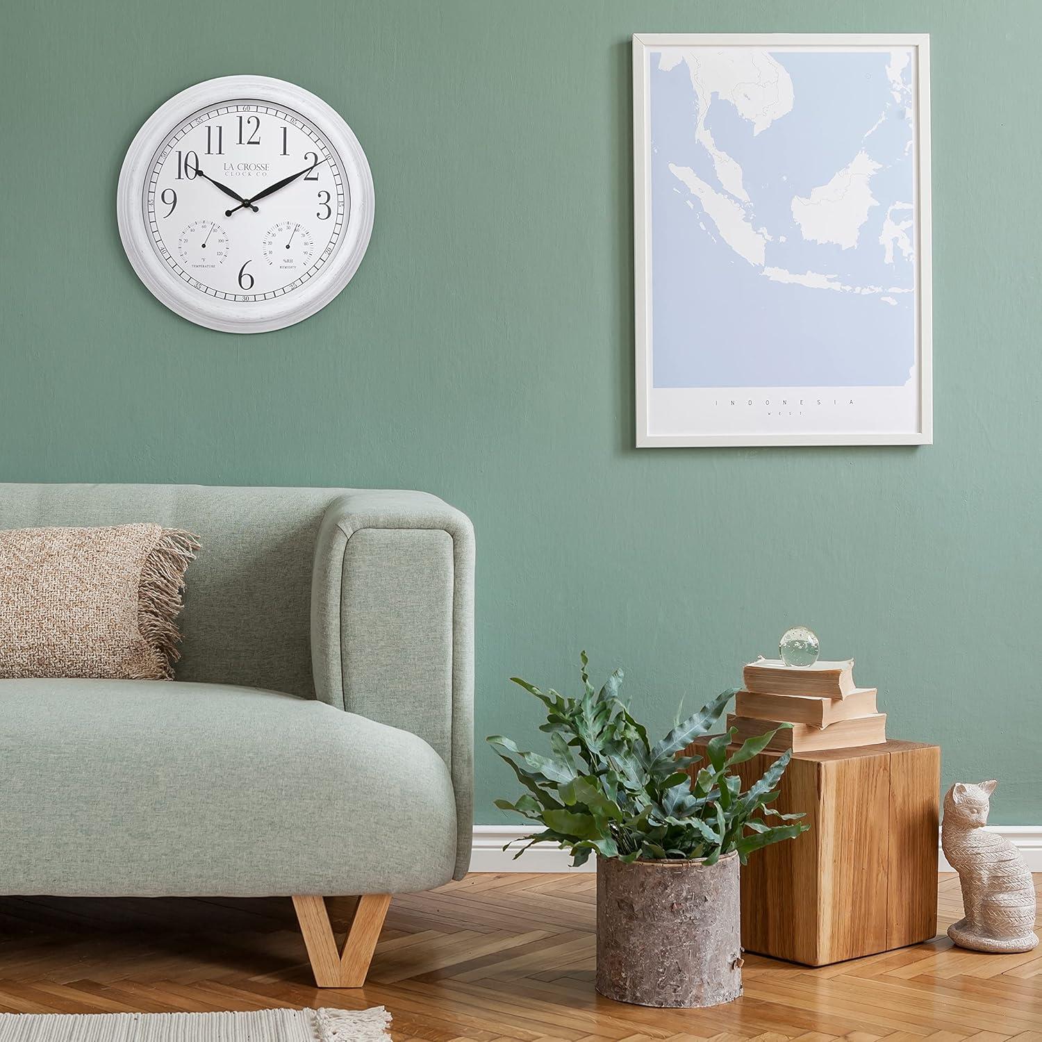 La Crosse Technology La Crosse 15 In. Outdoor Payton Quartz Wall Clock with T/H