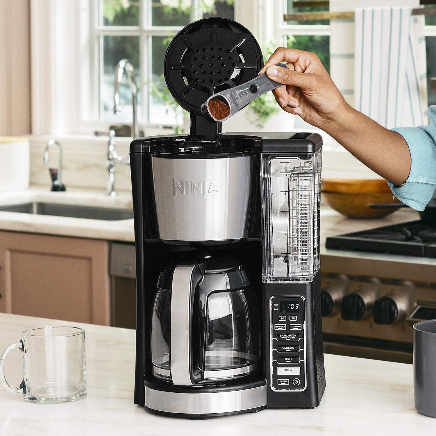 Ninja 12-Cup Programmable Coffee Maker with Classic and Rich Brews, 60 oz. Water Reservoir, and Thermal Flavor Extraction (CE201), Black/Stainless Steel