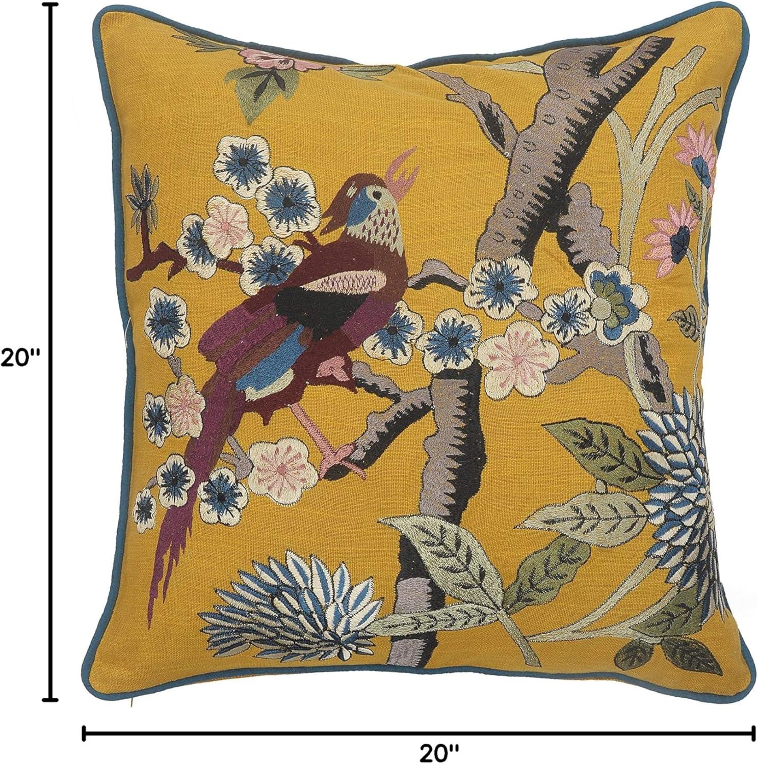 Maude Embroidered Cotton Throw Pillow