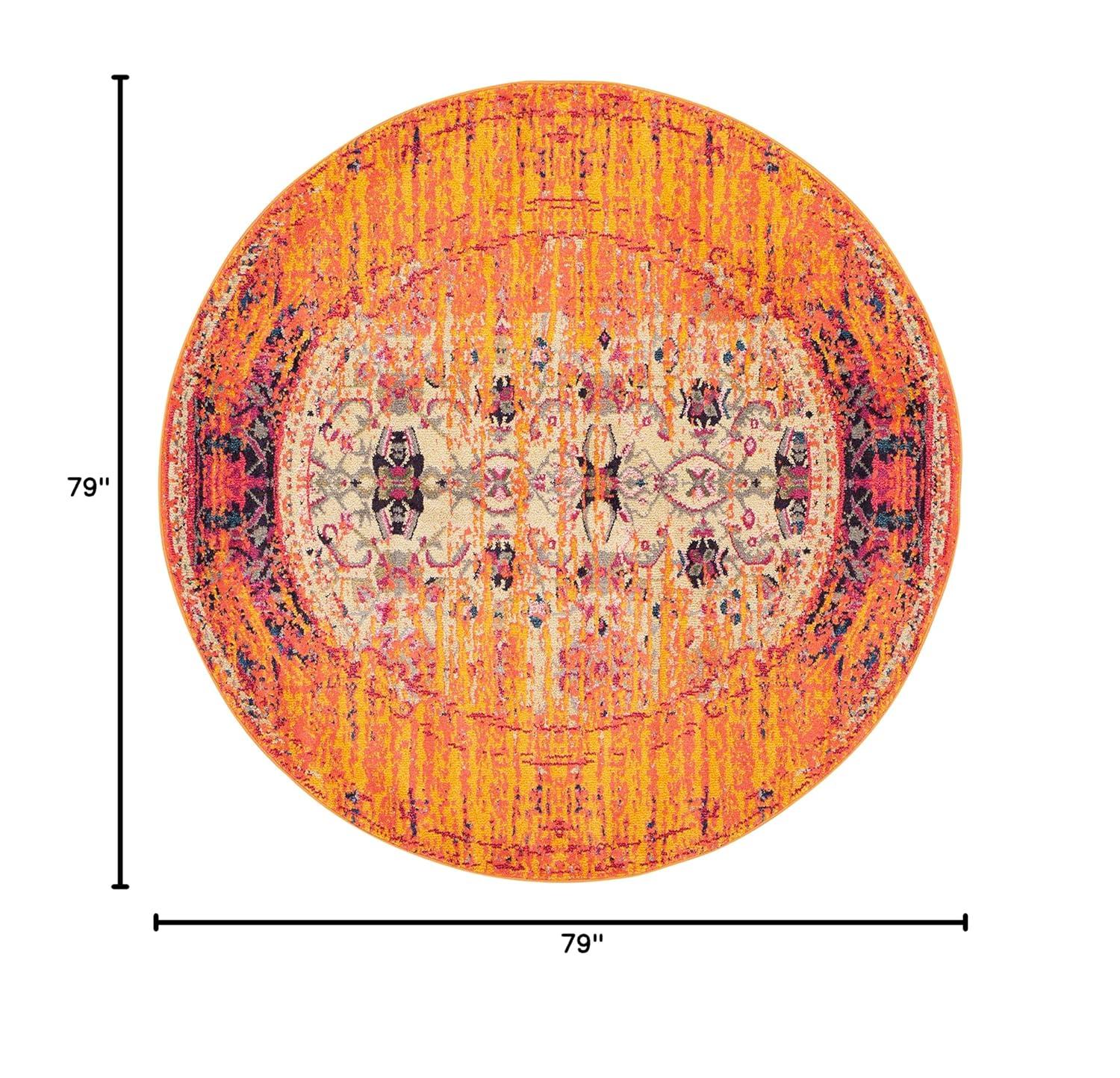 Monaco MNC209 Power Loomed Indoor Area Rug - Orange/Multi - 6'7" round - Safavieh.