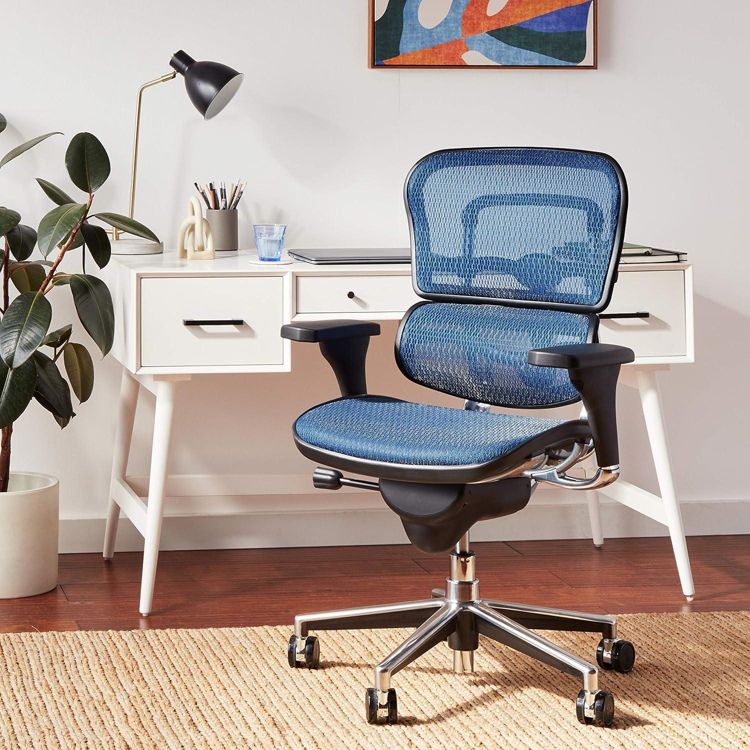 Ergohuman High Back Executive Swivel Chair with Adjustable Arms in Blue Mesh