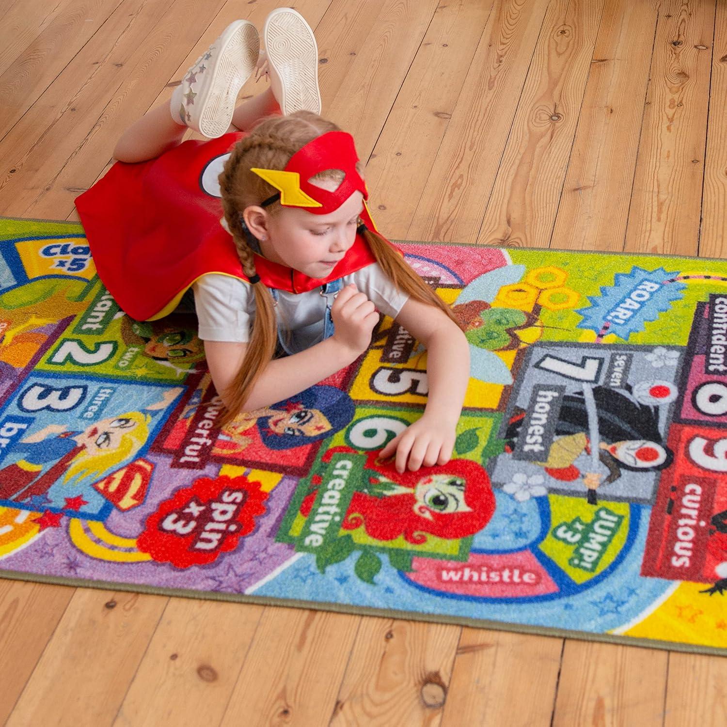KC Cubs Looney Tunes Hopscotch Number Educational Learning Fun Game Non Slip Kids Rug Classroom Playroom
