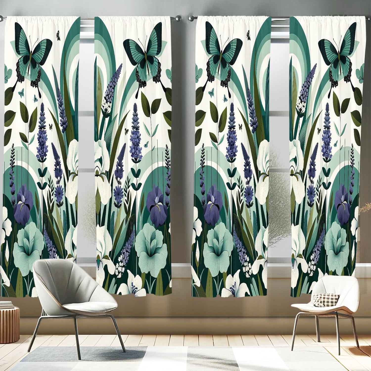 Ambesonne Microfiber Semi Sheer Curtain