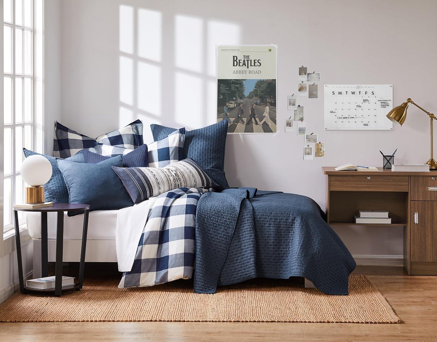 Cross Stitch Navy Twin Quilt Set - Levtex Home