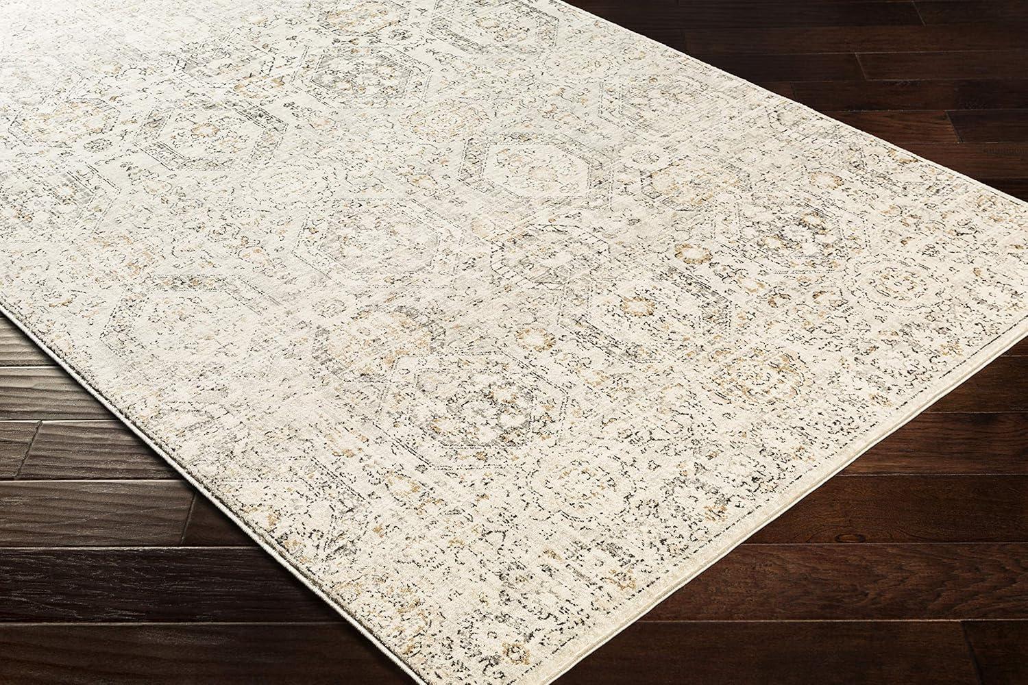 Elegance Beige Rectangular Synthetic Easy-Care Area Rug