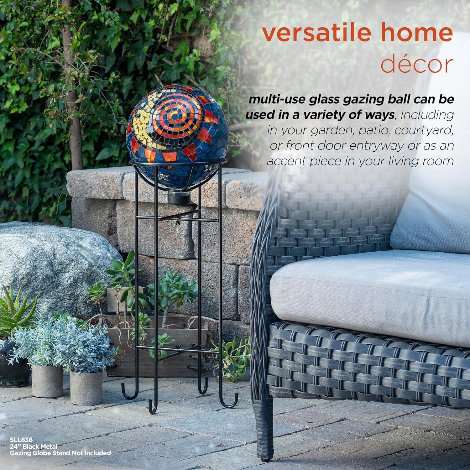 Alpine Corporation 10" Glass Mosaic Sun and Moon Gazing Globe, Multicolor