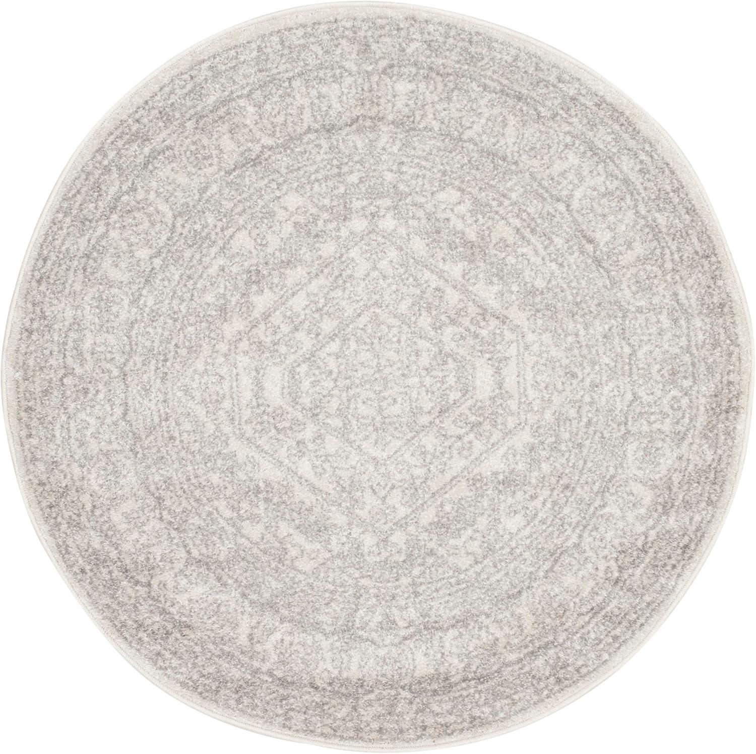Adirondack ADR108 Power Loomed Area Rug - Ivory/Silver - 9' Round - Safavieh.