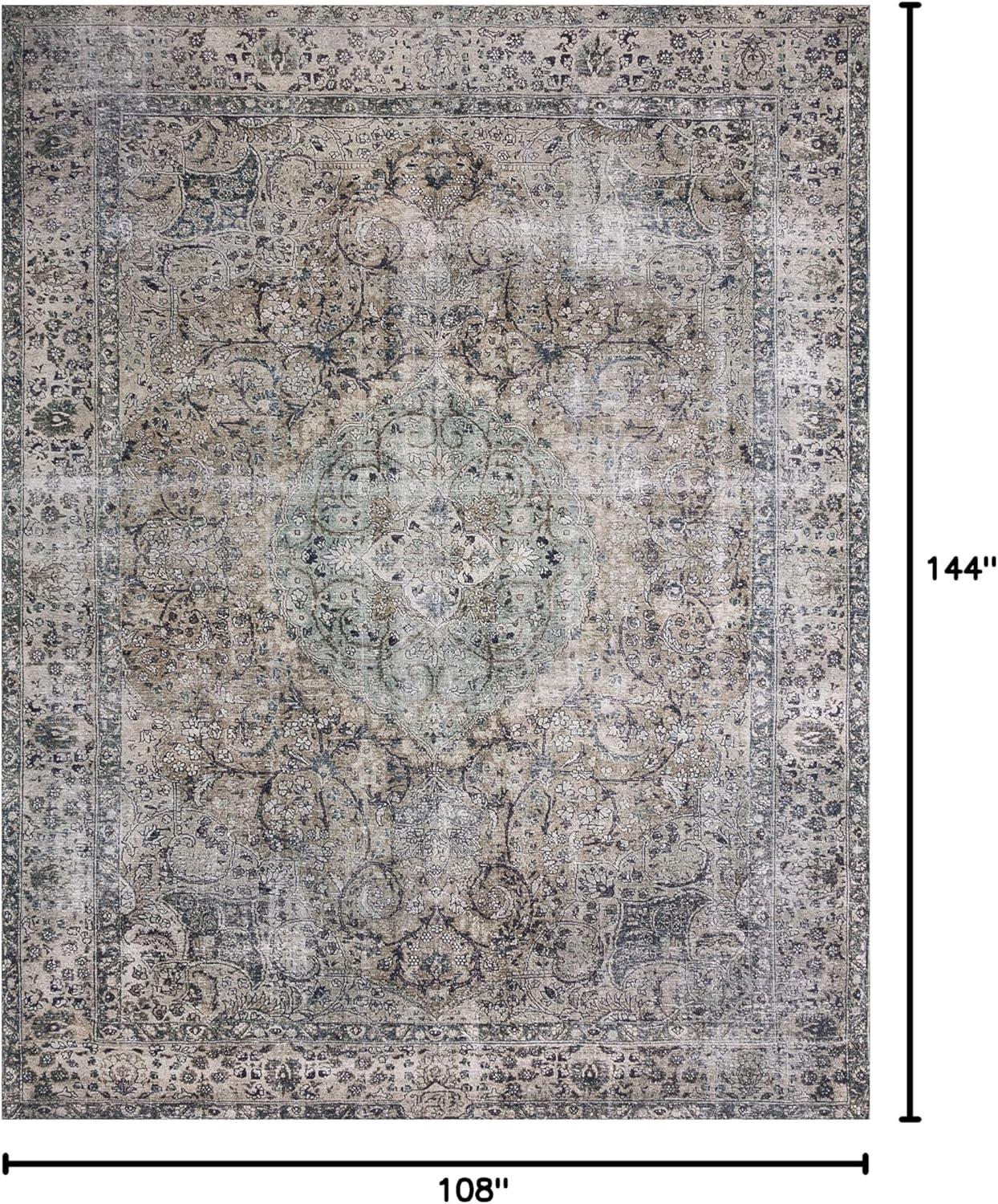Gray Rectangular 9' x 12' Stain-Resistant Synthetic Area Rug