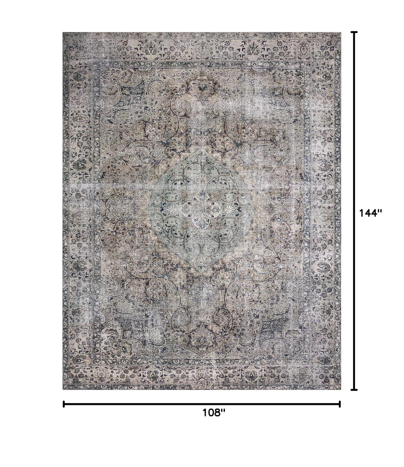 Gray Rectangular 9' x 12' Stain-Resistant Synthetic Area Rug