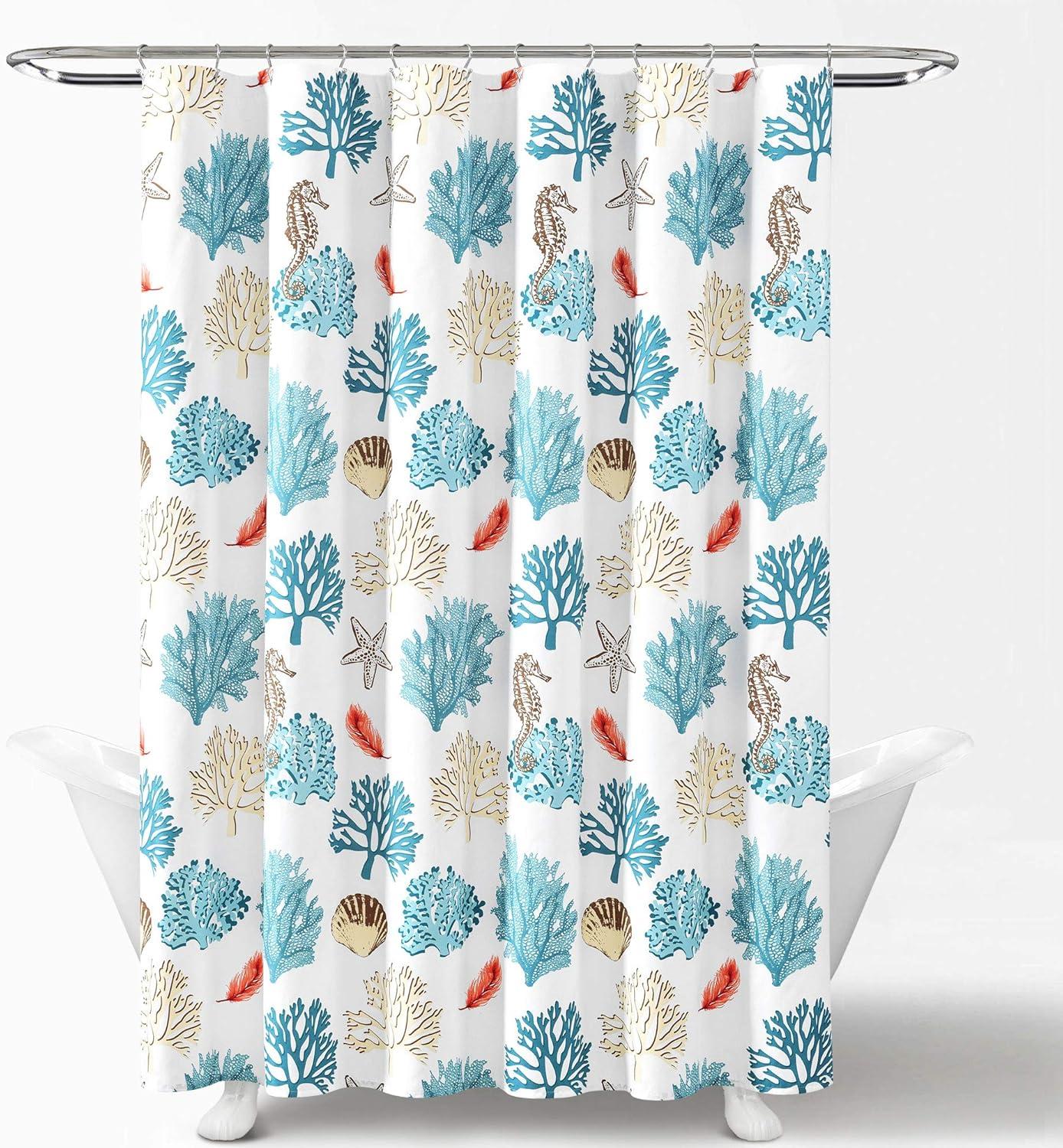 Lush Decor Coastal Reef Feather Shower Curtain