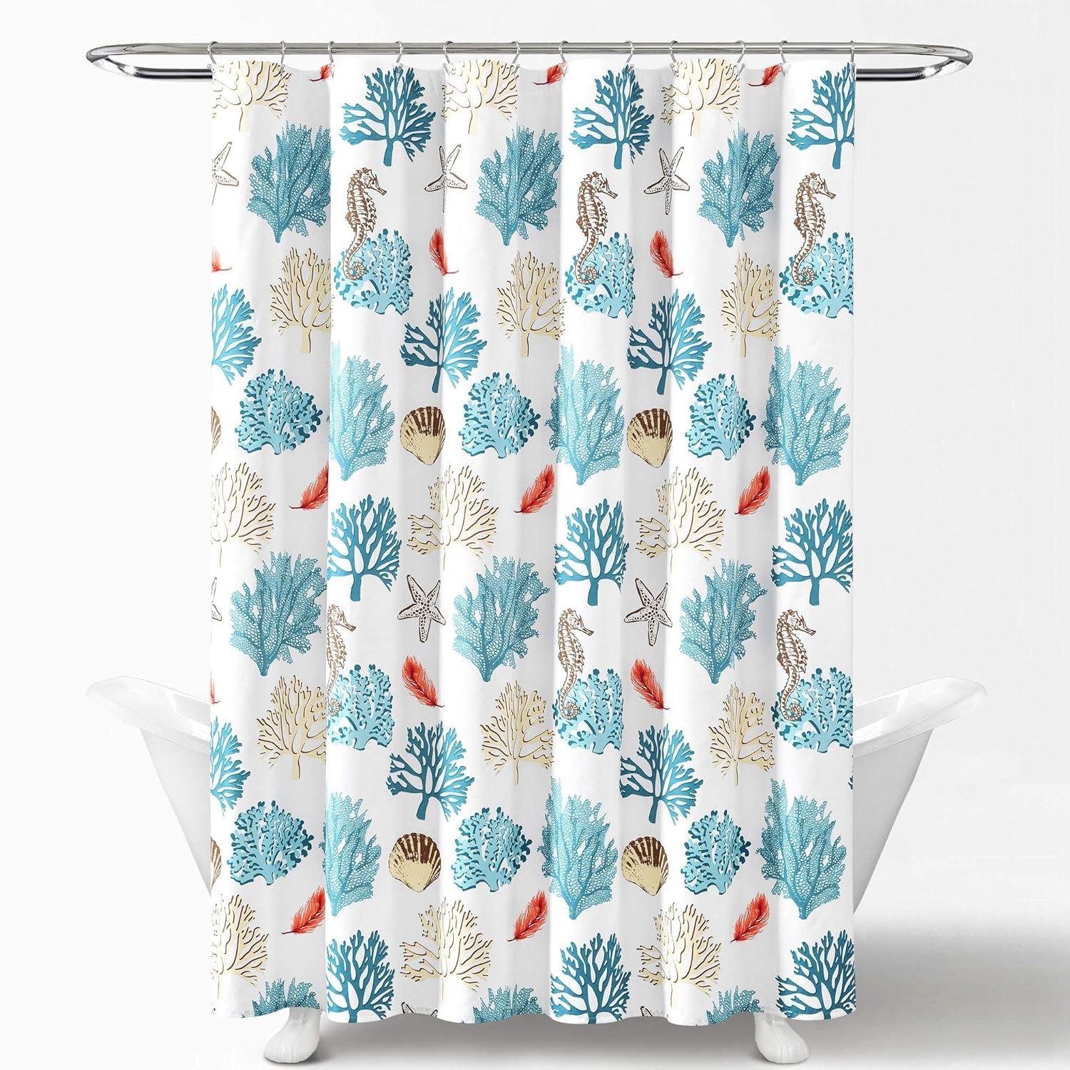 Lush Decor Coastal Reef Feather Shower Curtain