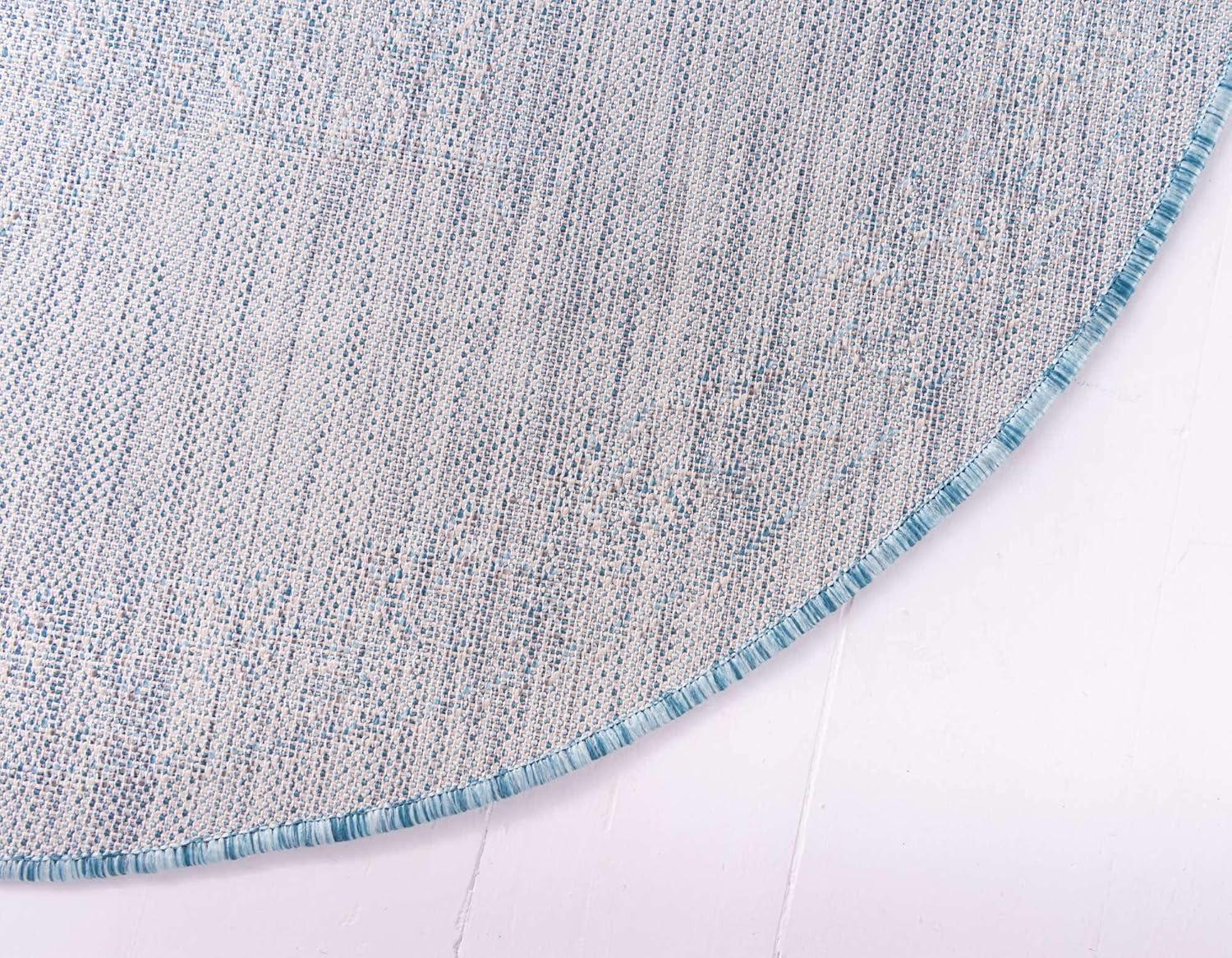 Unique Loom 4' 1 x 4' 1 Round Indoor/Outdoor Traditional Light Aqua Area Rug