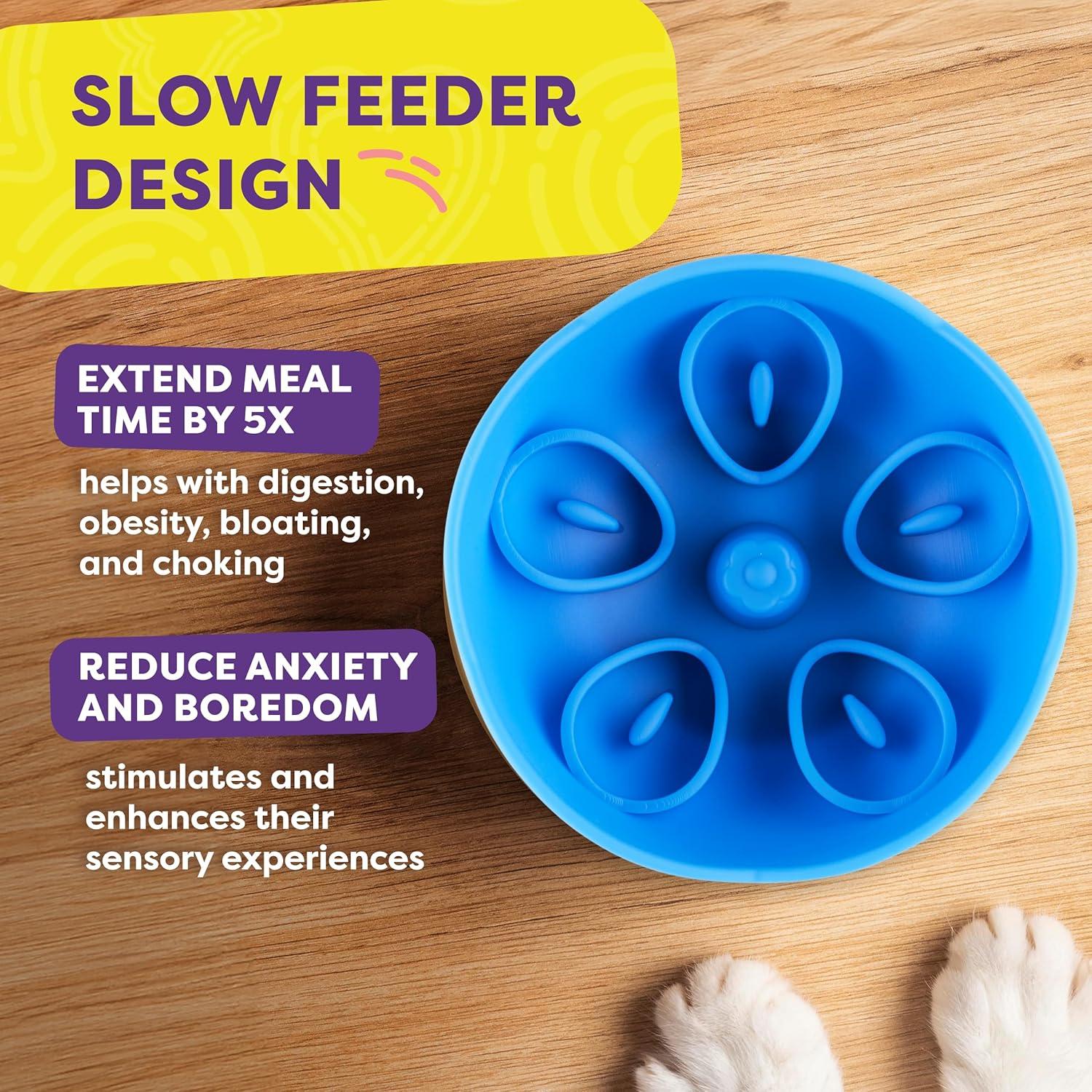 Hertzko Elevated Slow Feeder Bowl for Cats & Small Dogs, Yellow