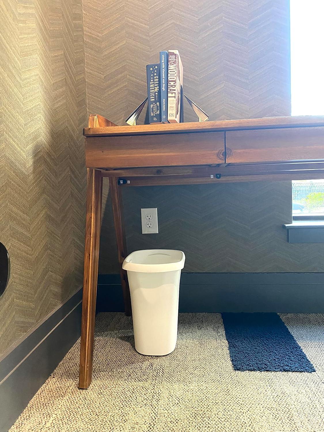 White Rectangular 3-Gallon Plastic Open-Top Trash Can