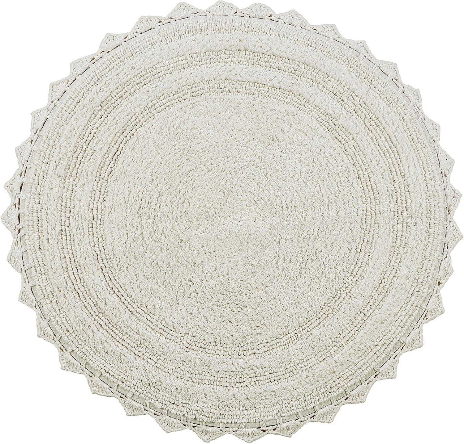 Better Trends Lilly Crochet 100% Cotton Tufted Reversible Bath Rug 24" Round - Ivory