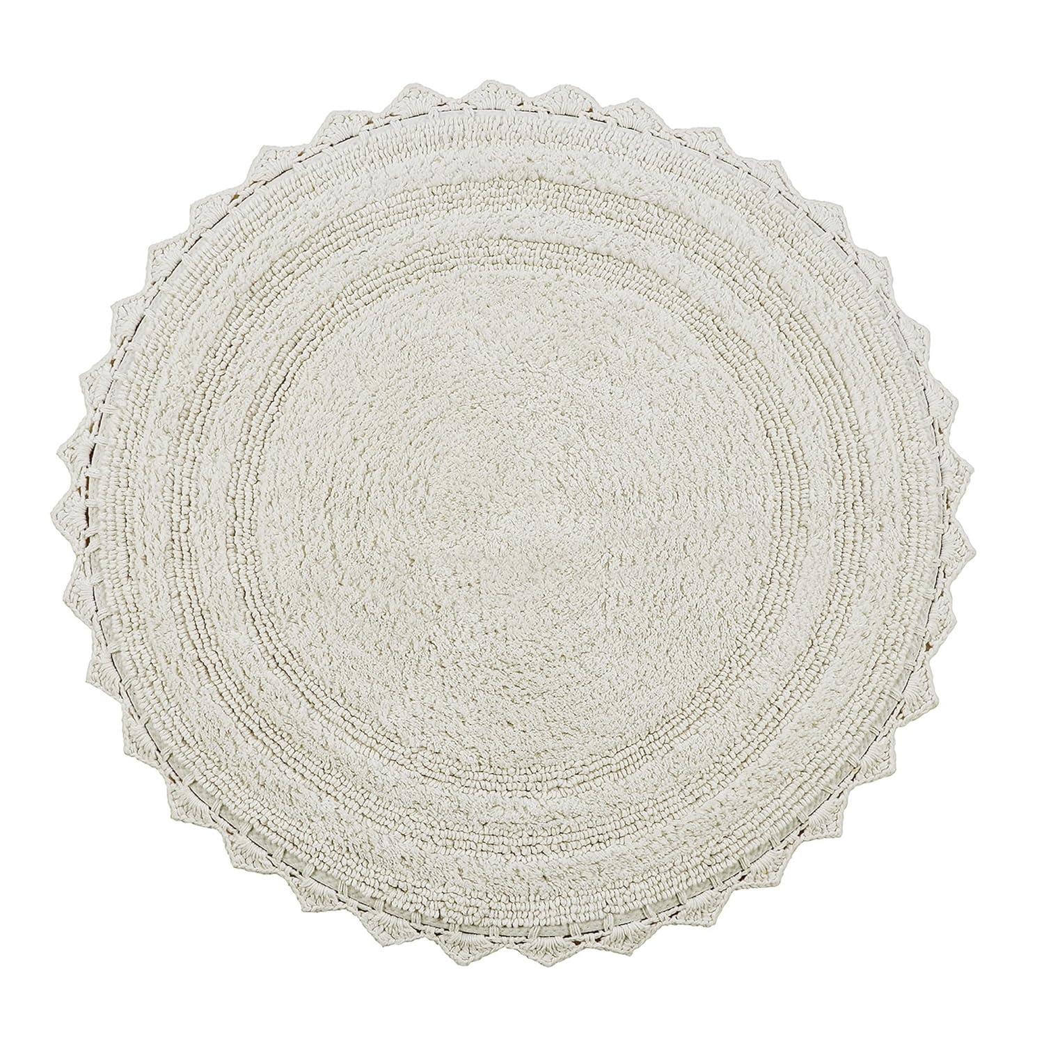 Better Trends Lilly Crochet 100% Cotton Tufted Reversible Bath Rug 24" Round - Ivory