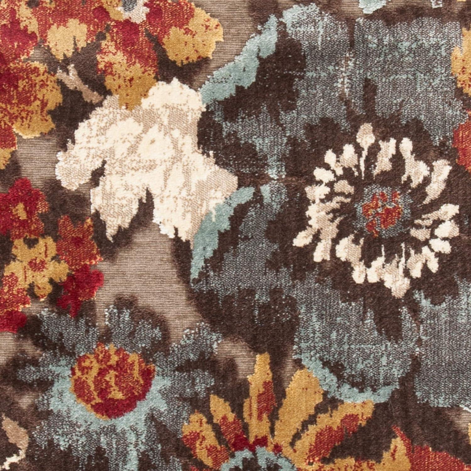 SAFAVIEH Paradise Collection Area Rug - 8' x 11'2", Red & Multi, Floral Viscose Design, Ideal for High Traffic Areas in Living Room, Bedroom (PAR148-220)