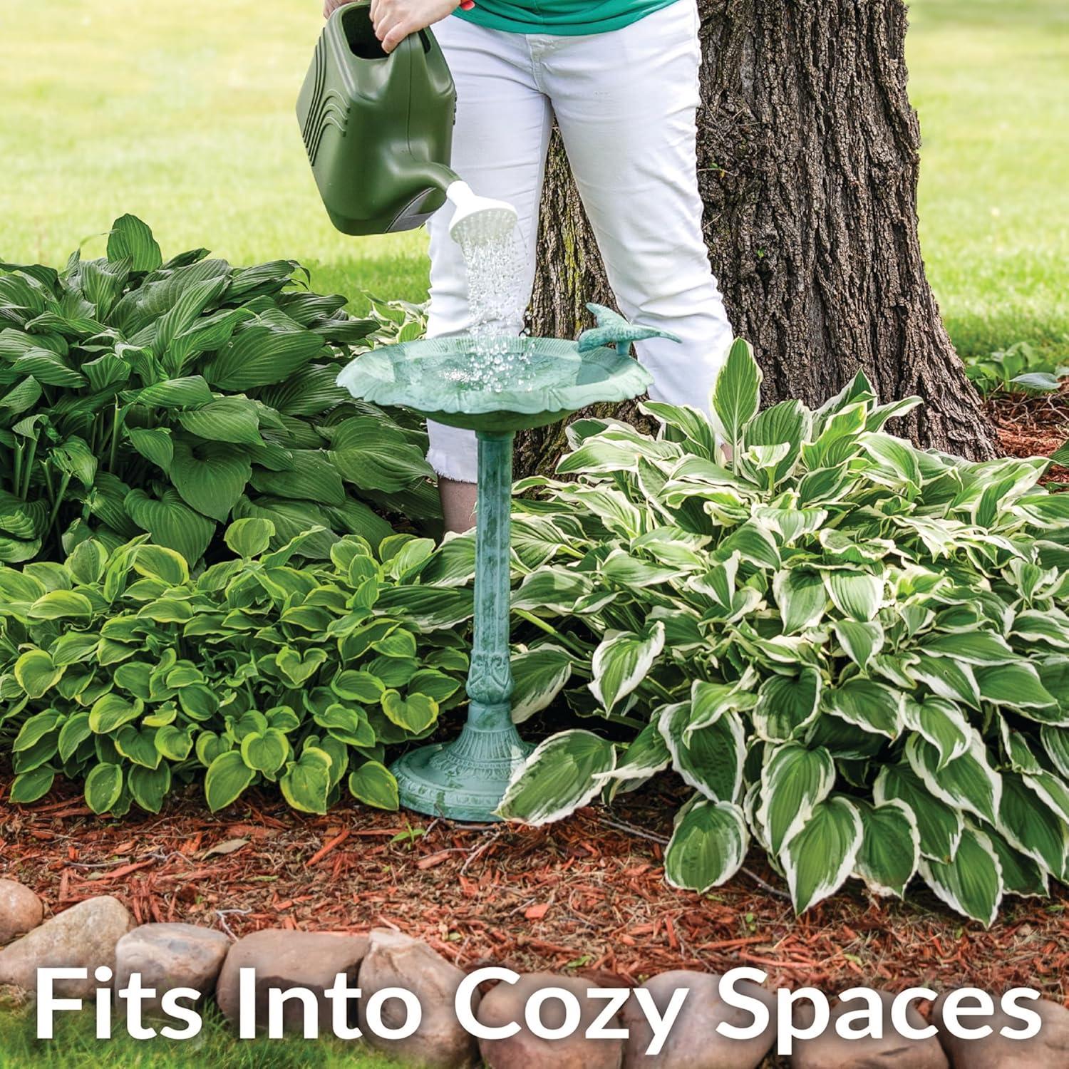 Garden Visitor Freestanding Cast Aluminum Outdoor Bird Bath