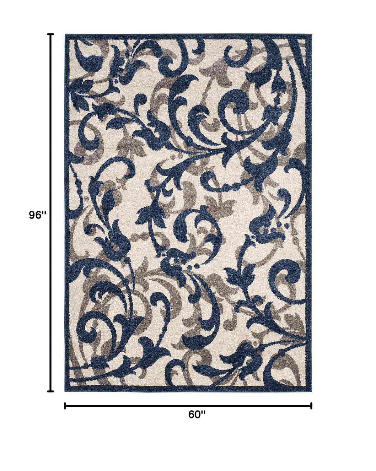 Amherst AMT428 Power Loomed Indoor Area Rug - Ivory/Navy - 5'3"x8' - Safavieh