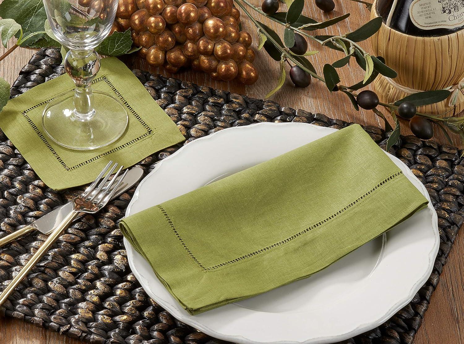 Hemstitched Cocktail Napkins (Set Of 12)