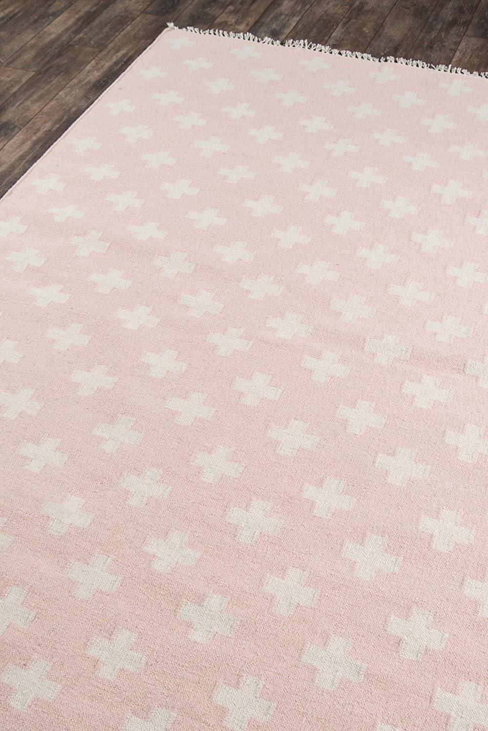 Novogratz Topanga Reversible Handwoven Flatweave Wool Pink/White Area Rug & Reviews | AllModern