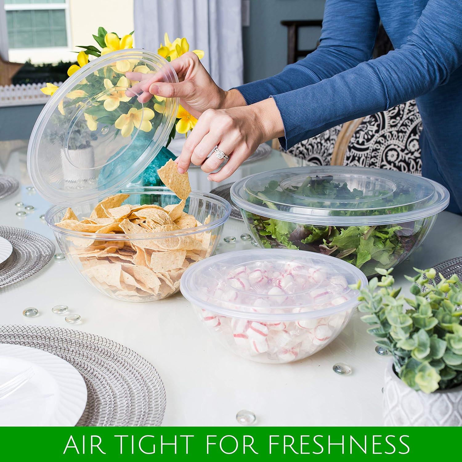 PLASTICPRO Plastic Bowls with Lids 48 oz Disposable Containers with Lids, 2 Pack