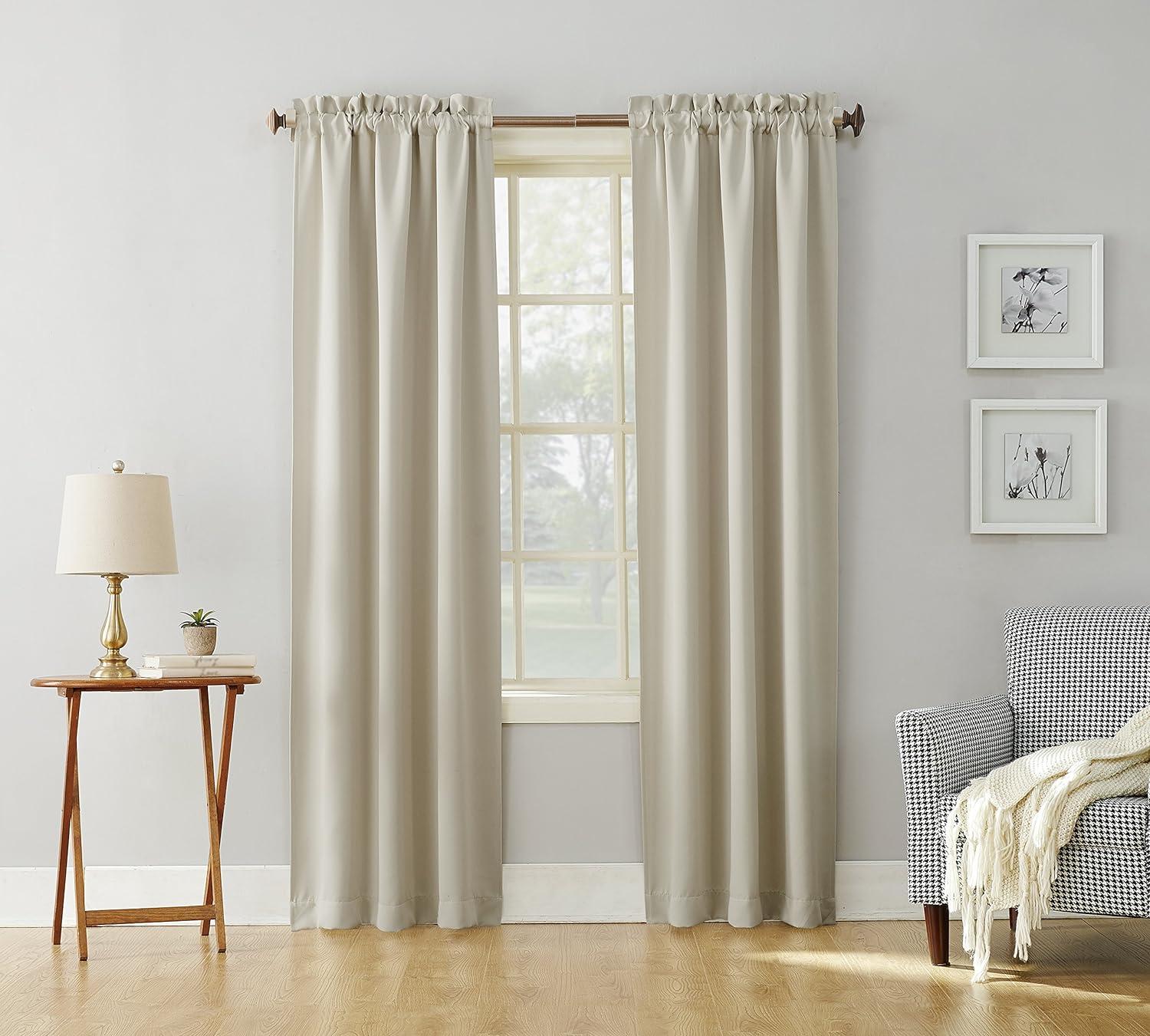 40"x84" Sun Zero Blackout Kenneth Energy Saving Rod Pocket Curtain Panel Pearl: Thermal Insulated, Noise Reduction