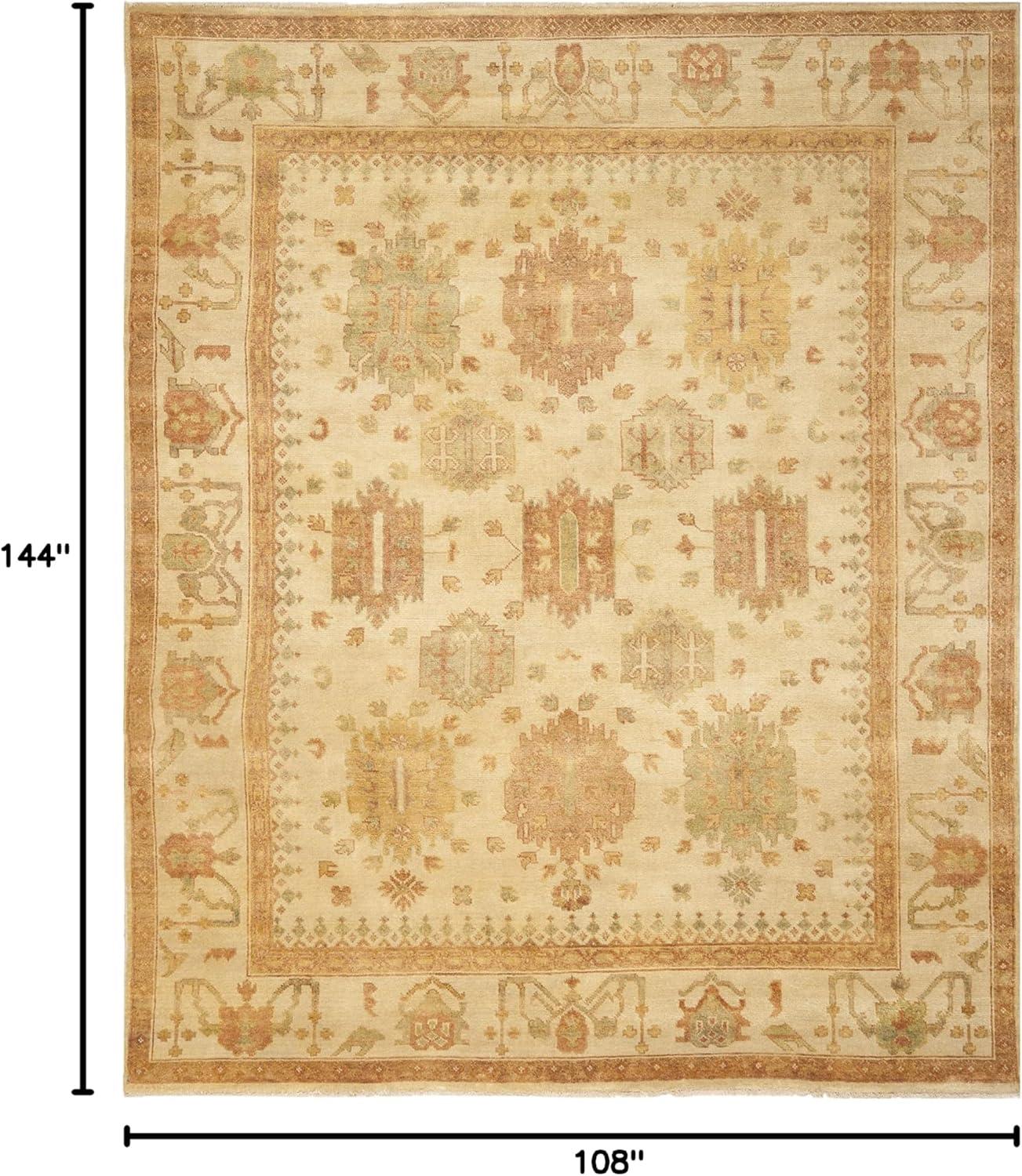 Traditional Rug - Oushak Wool Pile -Ivory/Ivory Style-A-Color:Ivory/Ivory,Design:Traditional,Shape:Large Rectangle,Size:12'L x 9'W