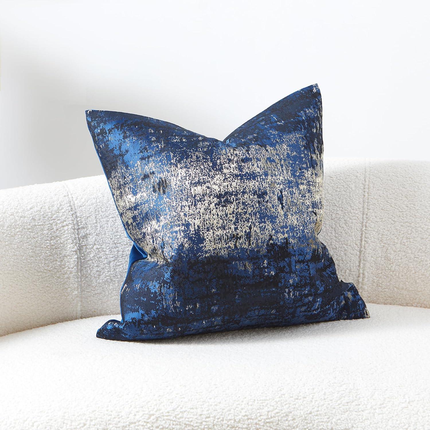 THE-TINOART Glam Jacquard & Velvet Throw Square Accent Pillow Cover 20"x20" 1Piece