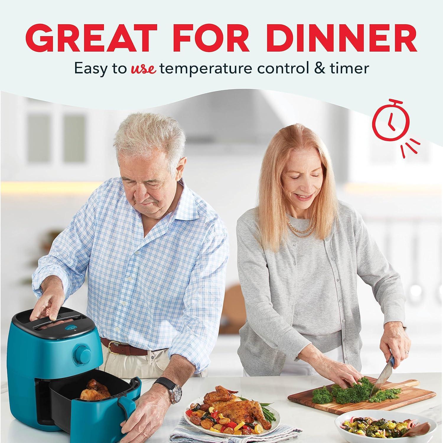 Dash Tasti Crisp 2.6 qt Air Fryer, Teal - Auto Shut off, Non-Stick Fry Basket
