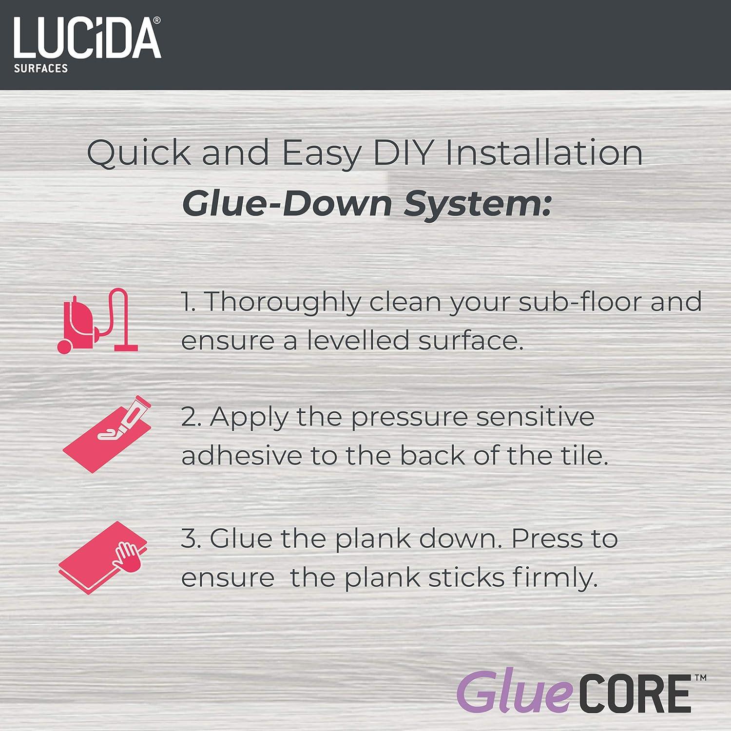 GlueCore Classic 22mil x 12" W x 24" L Glue Down Vinyl Tile Flooring