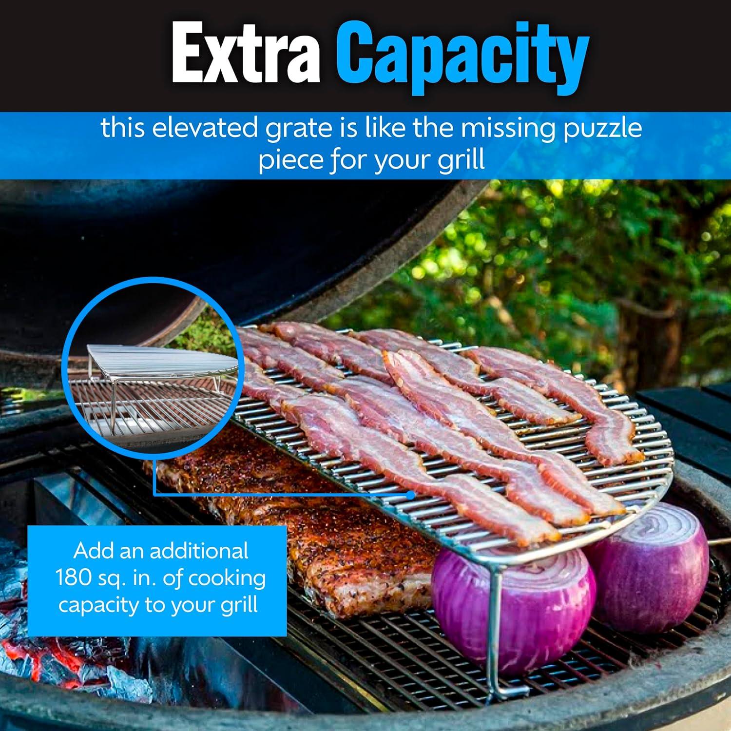 Elevated Cooking Grill Grate by SnS Grills - 304 Stainless Steel, Fits 22" & 26" EasySpin™ and Weber Grill Grates