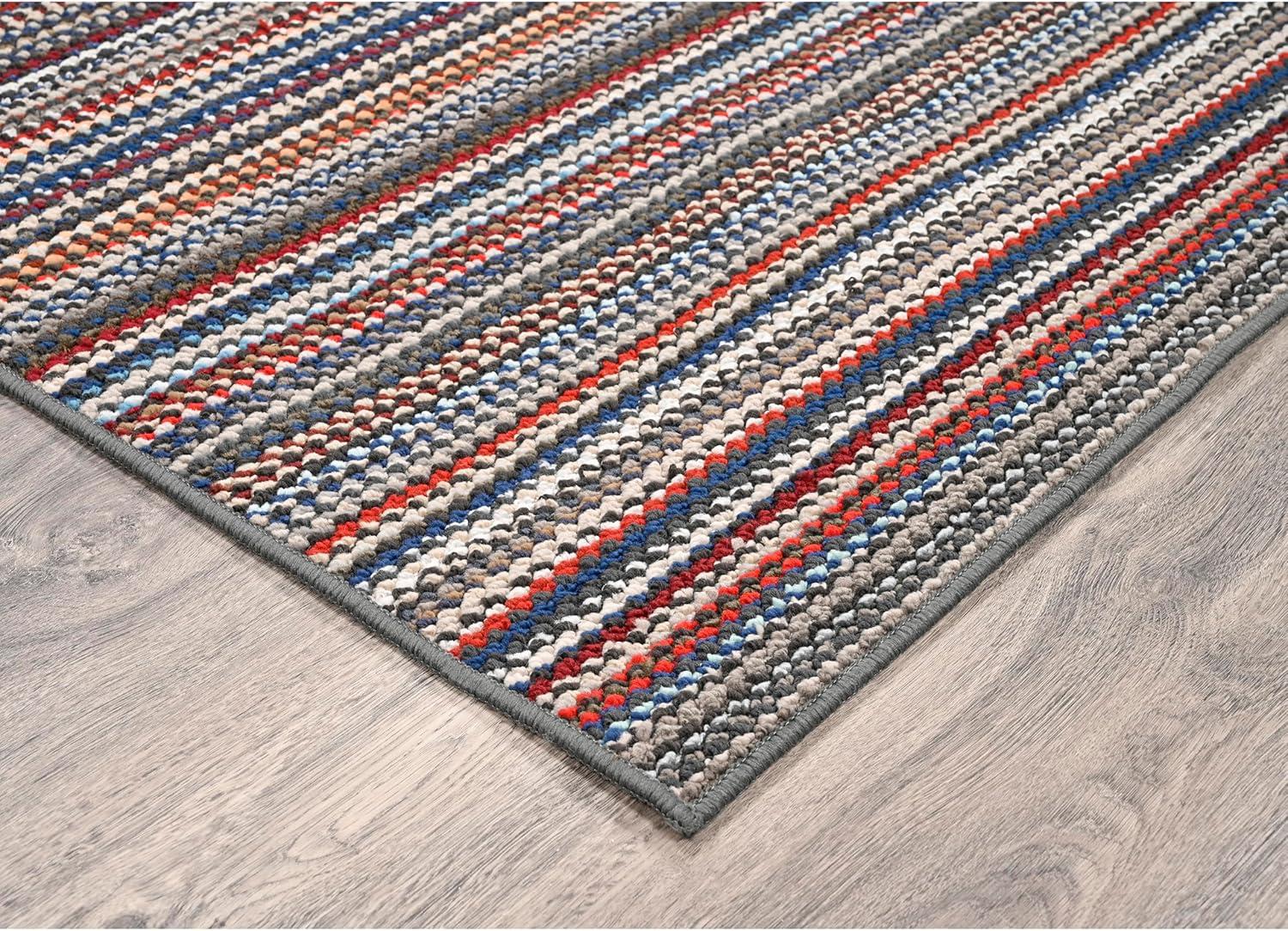 Striped Machine Made Machine Tufted Rectangle 9' x 12' Polypropylene Area Rug in Multicolor