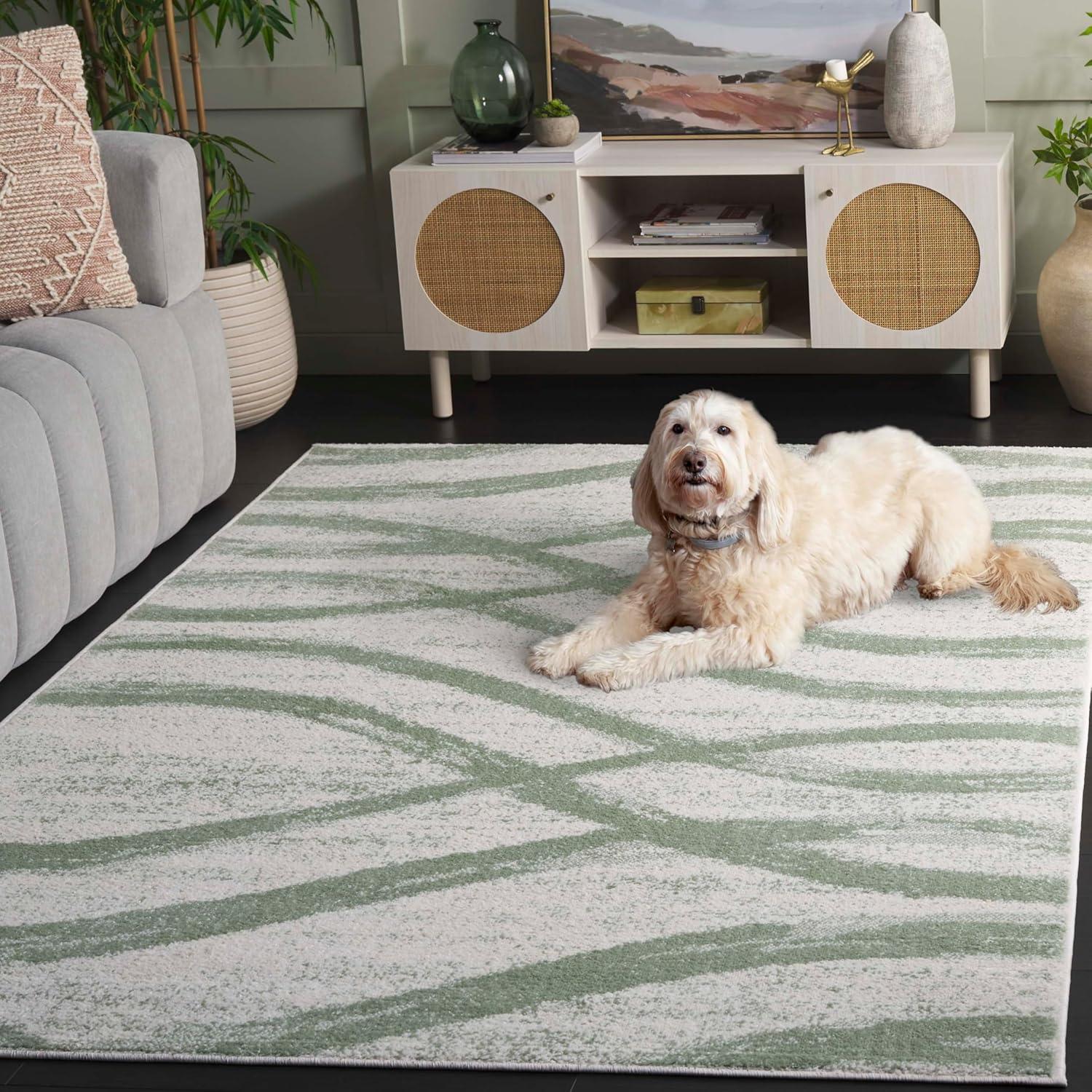 Adirondack ADR125 Machine Made Indoor Area Rug - Sage/Cream - 5'x5' - Safavieh