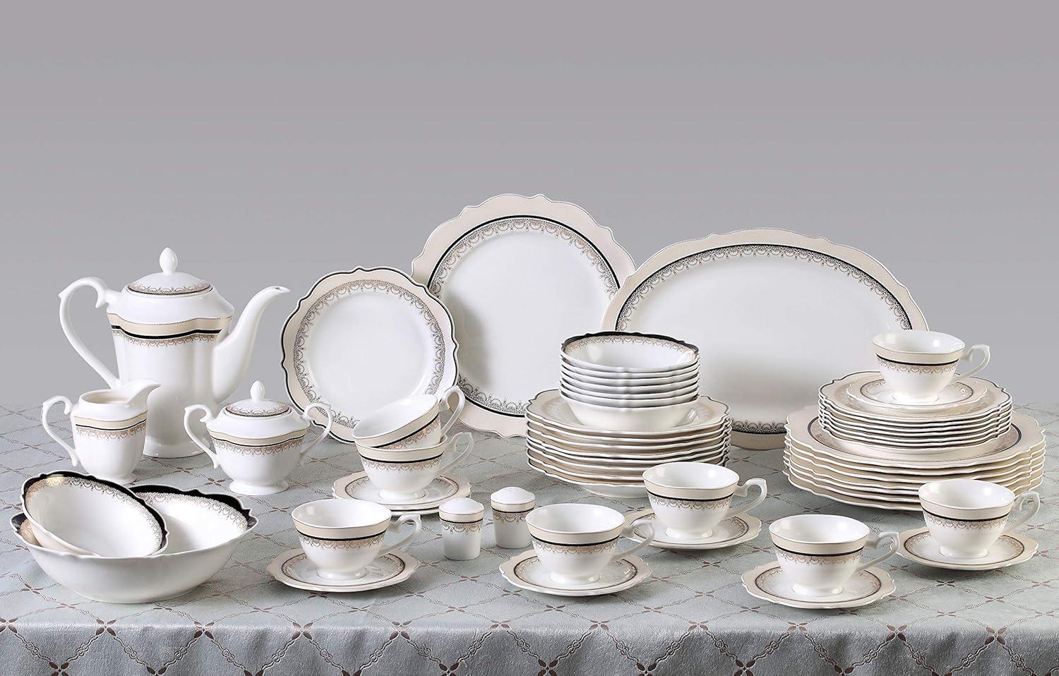 Elisa Glossy White Porcelain Dinnerware Set, Service for 8