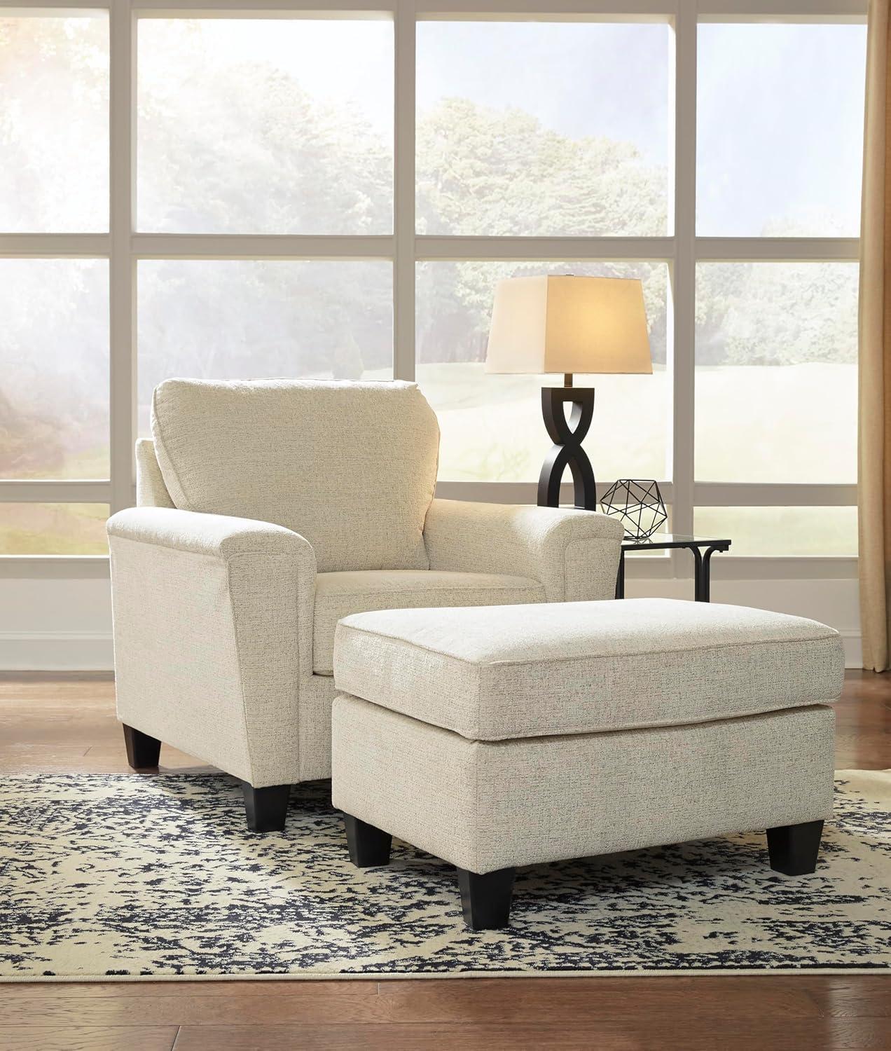 Oversized Abinger Accent Ottoman Natural - Signature Design by Ashley: Modern Square Upholstered Bench, Textured Finish
