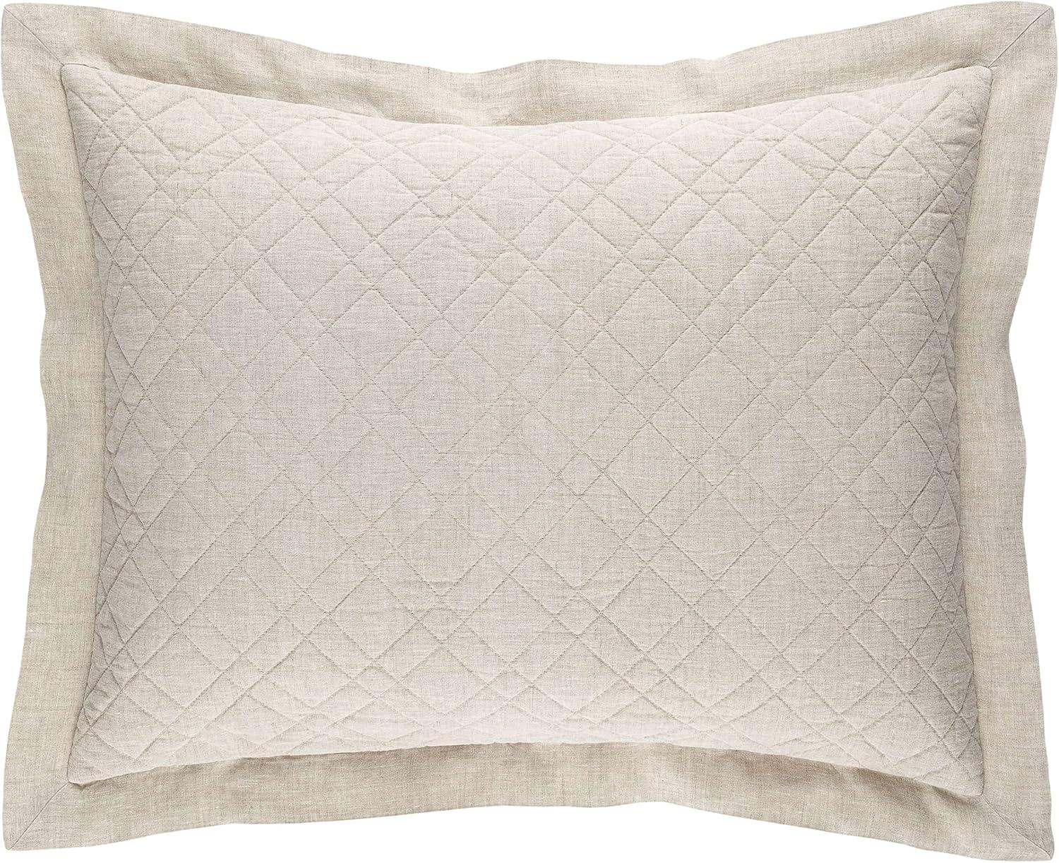 Natural Cotton and Polyester Quilted Sham with Flanged Edging