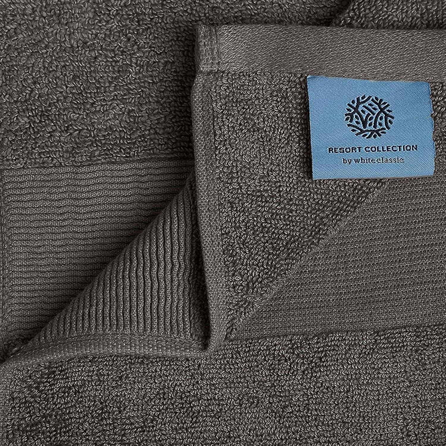 BC BARE COTTON Luxury Hotel & Spa Towel Turkish Cotton Washcloths - Dobby Border (13x13 Inches) - Set of 12 - Wedgewood