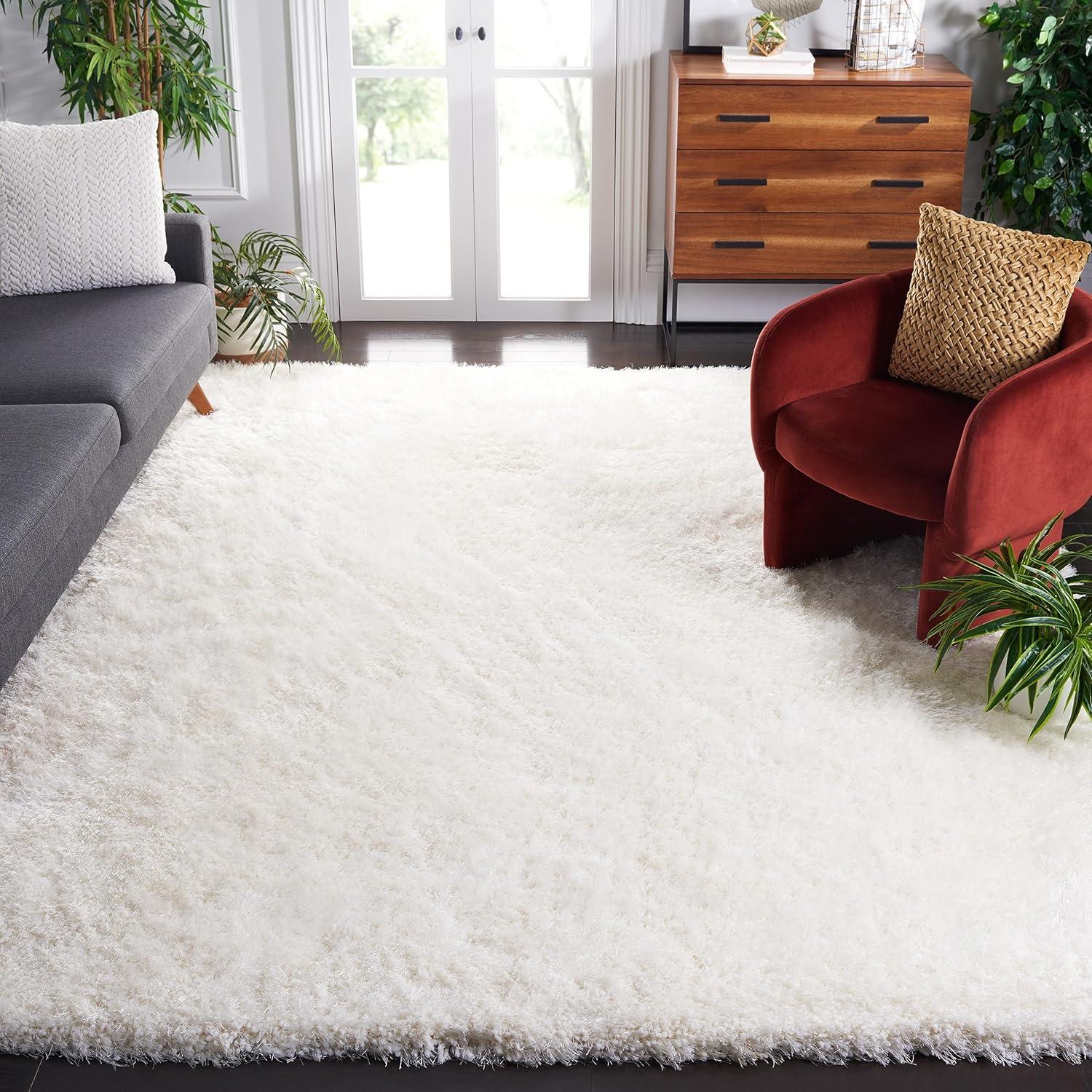 Express Shag SGE620 Hand Tufted Indoor Area Rug - Ivory - 8'x10' - Safavieh.